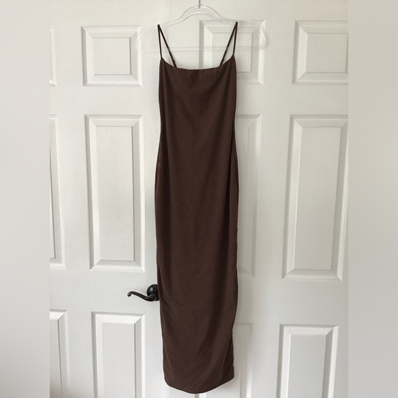 SKIMS Fits Everybody Long Slip Dress | Cocoa - Picture 9 of 11